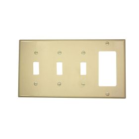 Leviton 80732-I Combination Wallplate, Standard Size, Gang 4, Ivory