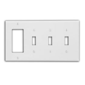 Leviton 80732-W Combination Wallplate, Standard Size, Gang 4, White