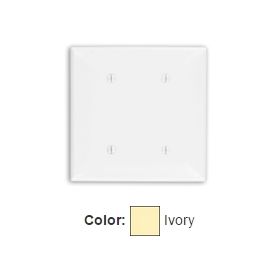 Leviton 80734-I Blank Wallplate, Standard Size, Gang 2, Ivory