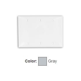 Leviton 80735-GY Blank Wallplate, Standard Size, Gang 3, Gray