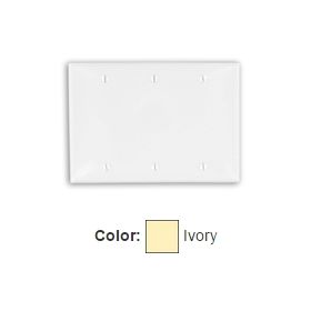 Leviton 80735-I Blank Wallplate, Standard Size, Gang 3, Ivory
