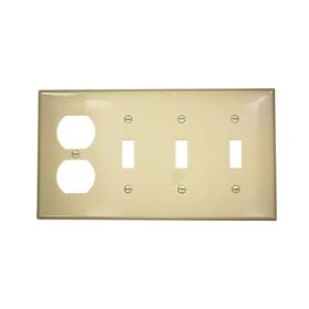 Leviton 80743-I Combination Wallplate, Standard Size, Gang 4, Ivory
