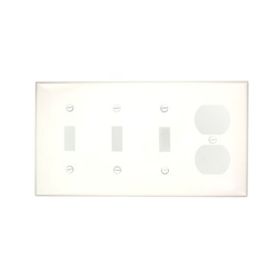 Leviton 80743-W Combination Wallplate, Standard Size, Gang 4, White