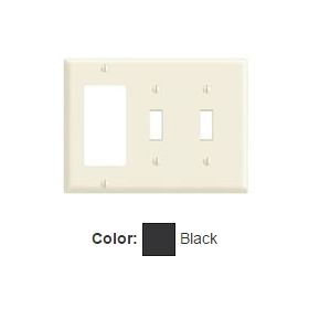 Leviton 80745-E Combination Wallplate, Standard Size, Gang 3, Black