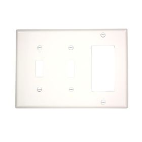 Leviton 80745-W Combination Wallplate, Standard Size, Gang 3, White