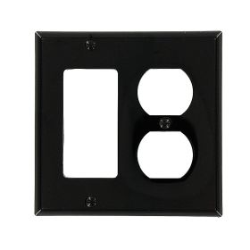 Leviton 80746-E Combination Wallplate, Standard Size, Gang 2, Black