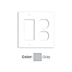 Leviton 80746-GY Combination Wallplate, Standard Size, Gang 2, Gray