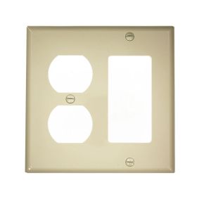 Leviton 80746-I Combination Wallplate, Standard Size, Gang 2, Ivory
