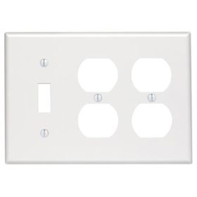 Leviton 80747-W Combination Wallplate, Standard Size, Gang 3, White