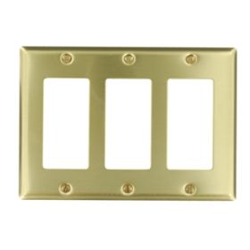 Leviton 81411 Decora Wallplate, Standard Size, Gang 3, Brass