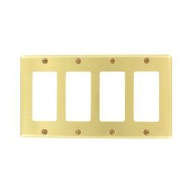 Leviton 81412 Decora Wallplate, Standard Size, Gang 4, Brass