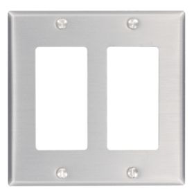 Leviton 83409 Decora Wallplate, Standard Size, Gang 2, Aluminum