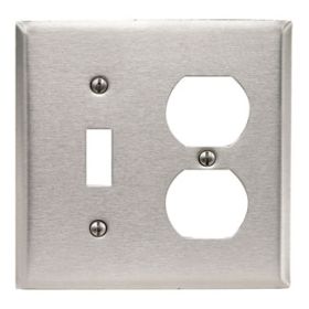 Leviton 84005 Combination Wallplate, Standard Size, Gang 2, Stainless Steel