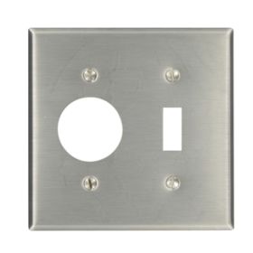 Leviton 84007 Combination Wallplate, Standard Size, Gang 2, Stainless Steel