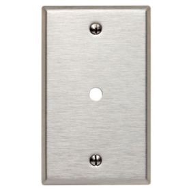 Leviton 84013 Telephone/Cable Wallplate, Standard Size, Gang 1, Brushed Stainless Steel