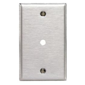 Leviton 84013-40 Telephone/Cable Wallplate, Standard Size, Gang 1, Brushed Stainless Steel