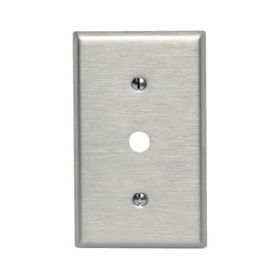 Leviton 84018-40 Telephone/Cable Wallplate, Standard Size, Gang 1, Brushed Stainless Steel