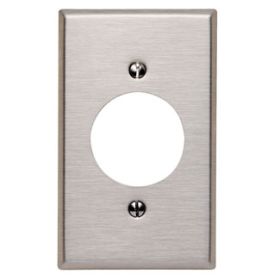Leviton 84020-40 Receptacle Wallplate, Standard Size, Gang 1, Brushed Stainless Steel