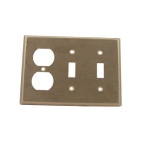 Leviton 84021-40 Combination Wallplate, Standard Size, Gang 3, Brushed Stainless Steel