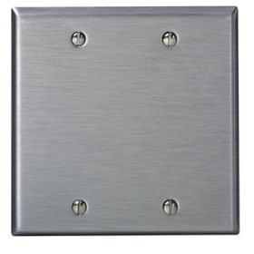 Leviton 84025 Blank Wallplate, Standard Size, Gang 2, Stainless Steel