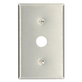 Leviton 84037-40 Telephone/Cable Wallplate, Standard Size, Gang 1, Brushed Stainless Steel