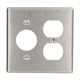Leviton 84046-40 Combination Wallplate, Standard Size, Gang 2, Stainless Steel