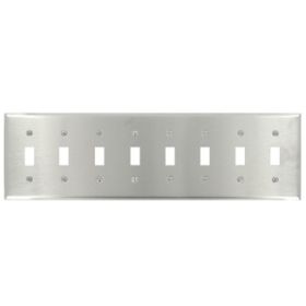 Leviton 84048-40 Switch Wallplate, Standard Size, Gang 8, Brushed Stainless Steel