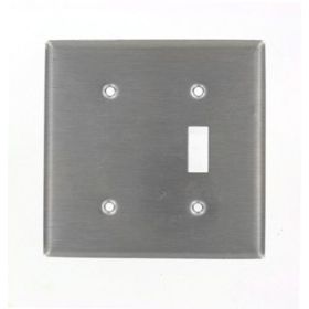 Leviton 84077-40 Combination Wallplate, Standard Size, Gang 2, Stainless Steel