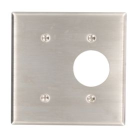 Leviton 84085-40 Combination Wallplate, Standard Size, Gang 2, Stainless Steel