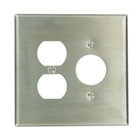 Leviton 84146-40 Combination Wallplate, Oversized, Gang 2, Stainless Steel