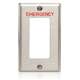 Leviton 84401-E40 Receptacle Wallplate, Gang 1, Brushed Stainless Steel