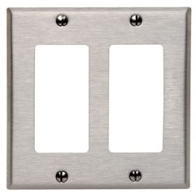 Leviton 84409-40 Decora Wallplate, Standard Size, Gang 2, Brushed Stainless Steel