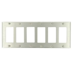 Leviton 84436-40 Decora Wallplate, Standard Size, Gang 6, Brushed Stainless Steel