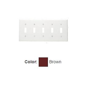 Leviton 85023 Switch Wallplate, Standard Size, Gang 5, Brown
