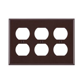Leviton 85030 Receptacle Wallplate, Standard Size, Gang 3, Brown