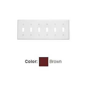 Leviton 85036 Switch Wallplate, Standard Size, Gang 6, Brown