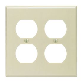 Leviton 86016 Receptacle Wallplate, Standard Size, Gang 2, Ivory