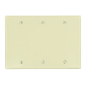 Leviton 86033 Blank Wallplate, Standard Size, Gang 3, Ivory