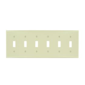 Leviton 86036 Switch Wallplate, Standard Size, Gang 6, Ivory