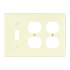 Leviton 86047 Combination Wallplate, Standard Size, Gang 3, Ivory