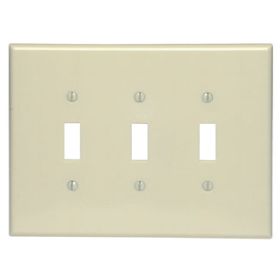 Leviton 86111 Switch Wallplate, Oversized, Gang 3, Ivory