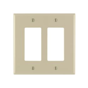 Leviton 86602 Decora Wallplate, Oversized, Gang 2, Ivory