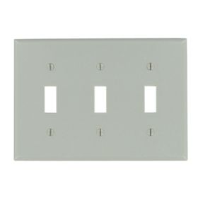 Leviton 87011 Switch Wallplate, Standard Size, Gang 3, Gray