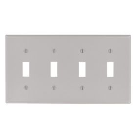 Leviton 87012 Switch Wallplate, Standard Size, Gang 4, Gray