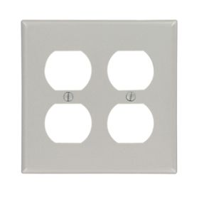 Leviton 87016 Receptacle Wallplate, Standard Size, Gang 2, Gray