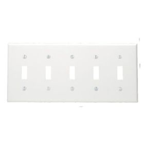 Leviton 88023 Switch Wallplate, Standard Size, Gang 5, White