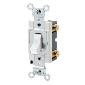 Leviton CSB1-15W Toggle Switch, 15 Amp, 120/277 Volt, White