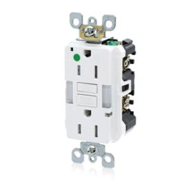 Leviton GFNL1-HGW Self-Test GFCI Receptacle, Hospital Grade, 15 Amp, 125 Volt, 5-15R NEMA