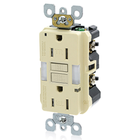 Leviton GFNL1-I Self-Test GFCI Receptacle, Combination with Light, 15 Amp, 125 Volt, 5-15R NEMA