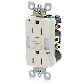 Leviton GFNL1-T Self-Test GFCI Receptacle, Combination with Light, 15 Amp, 125 Volt, 5-15R NEMA